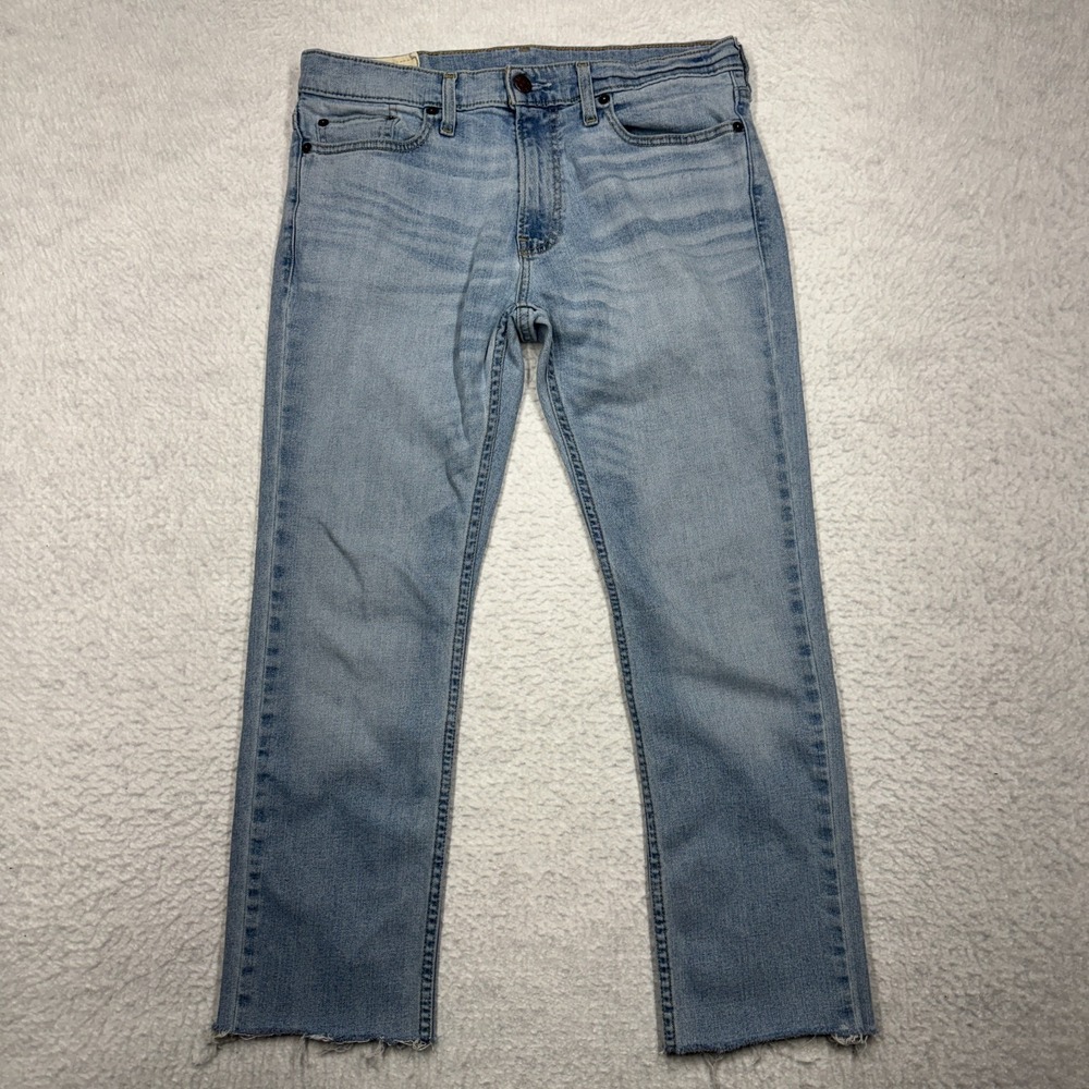 Hollister Skinny Jean Cut Cuff Light Wash Blue‎ Denim Pants Men's Size 32x26